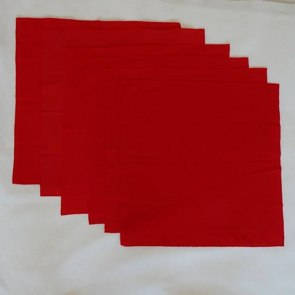 Cloth Napkins Set of 8 Vintage Square Solid Red + Multicolor